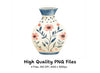Elegant Blue Pink Floral Vase Clipart Bundle
