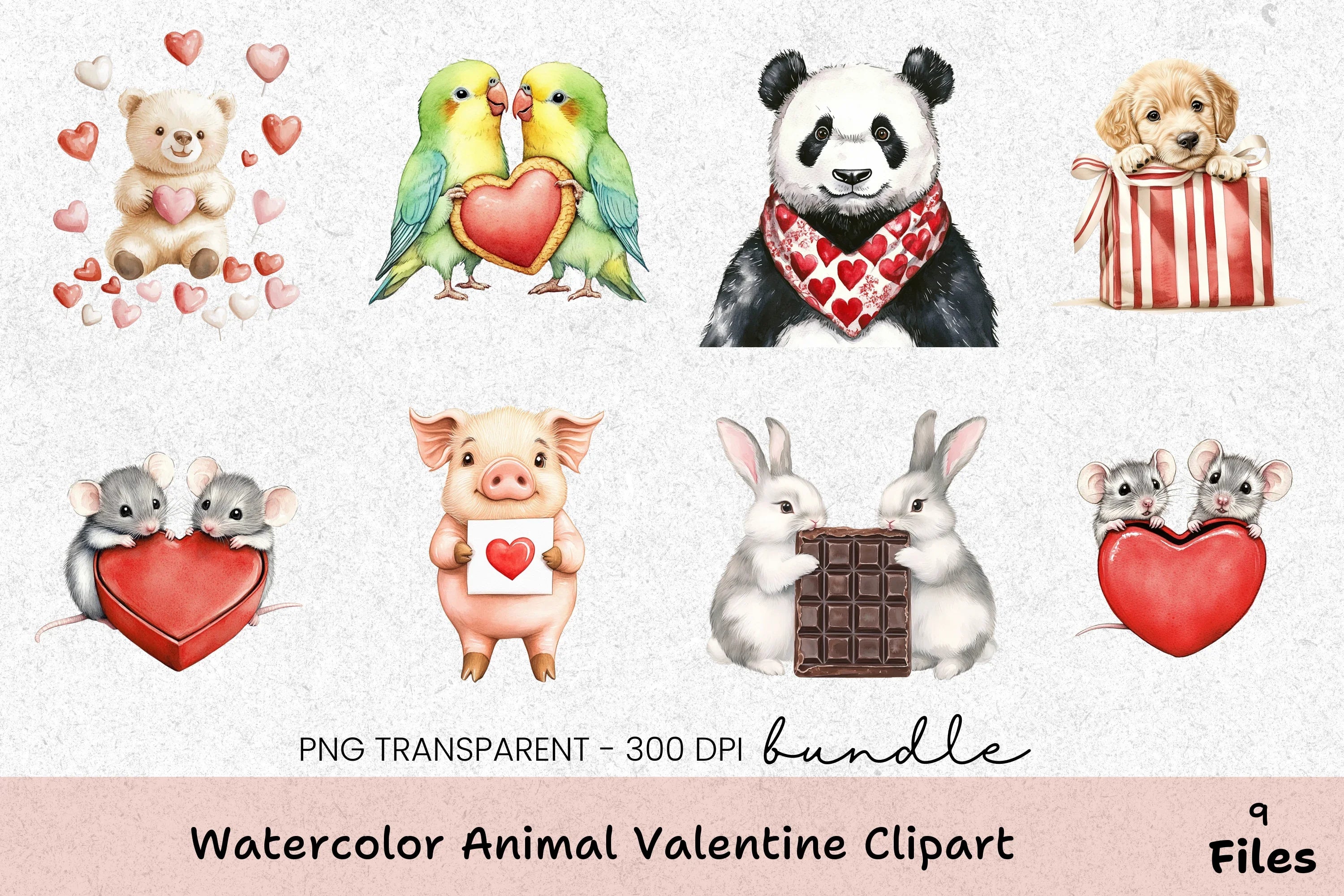 Animal Valentine's Clipart Bundle - CraftNest - Digital Crafting and Art