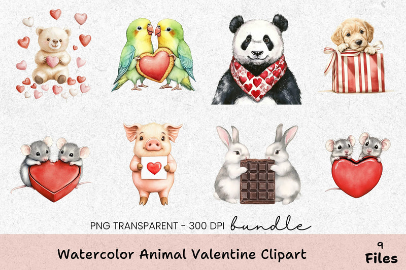 Animal Valentine's Clipart Bundle - CraftNest - Digital Crafting and Art
