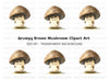 Angry Brown Mushroom Clipart Bundle