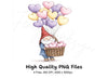 Gnomes with Heart Balloons Clipart Bundle