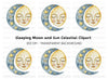 Sleeping Moon and Sun Clipart Bundle