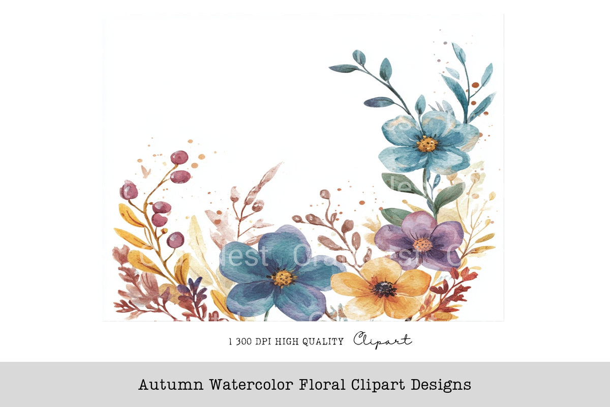 Autumn Floral Designs Clipart Bundle