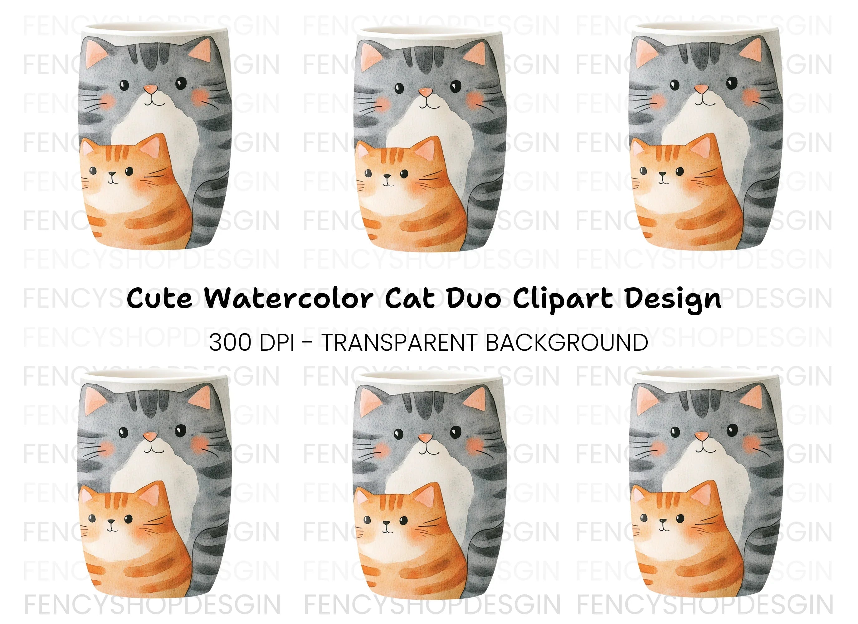 Sweet Cat Duo Clipart Bundle