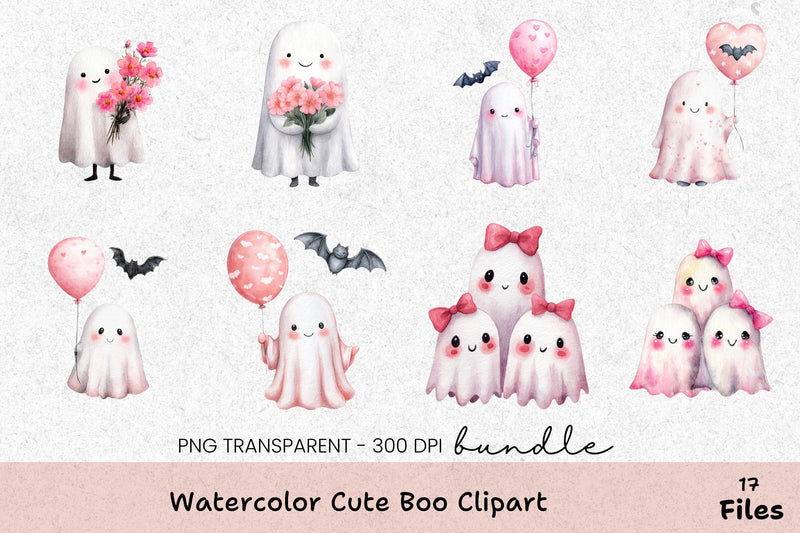 Cute Boo Clipart Bundle - CraftNest - Digital Crafting and Art