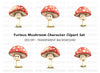 Angry Mushroom Character Clipart Bundle