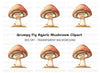 Grumpy Red Mushroom Clipart Bundle