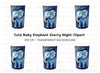 Cute Elephant in Starry Night Clipart Bundle