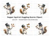 Squirrel with Top Hat and Acorns Clipart Bundle