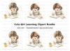 Cute Girls Studying Clipart Bundle