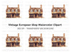 Vintage Brick Shop Illustration Clipart Bundle