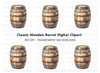 Classic Wood Barrel Illustration Clipart Bundle