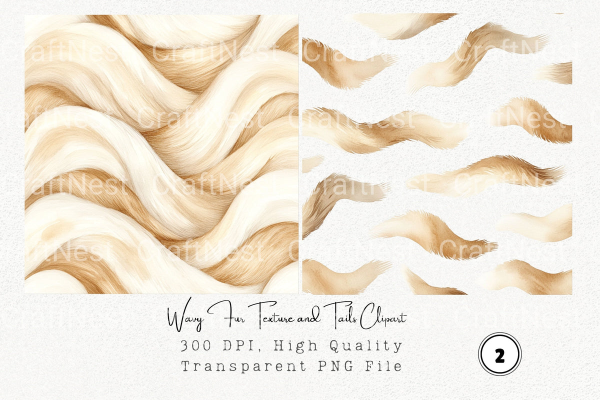 Wavy Fur Texture And Tails Clipart Bundle