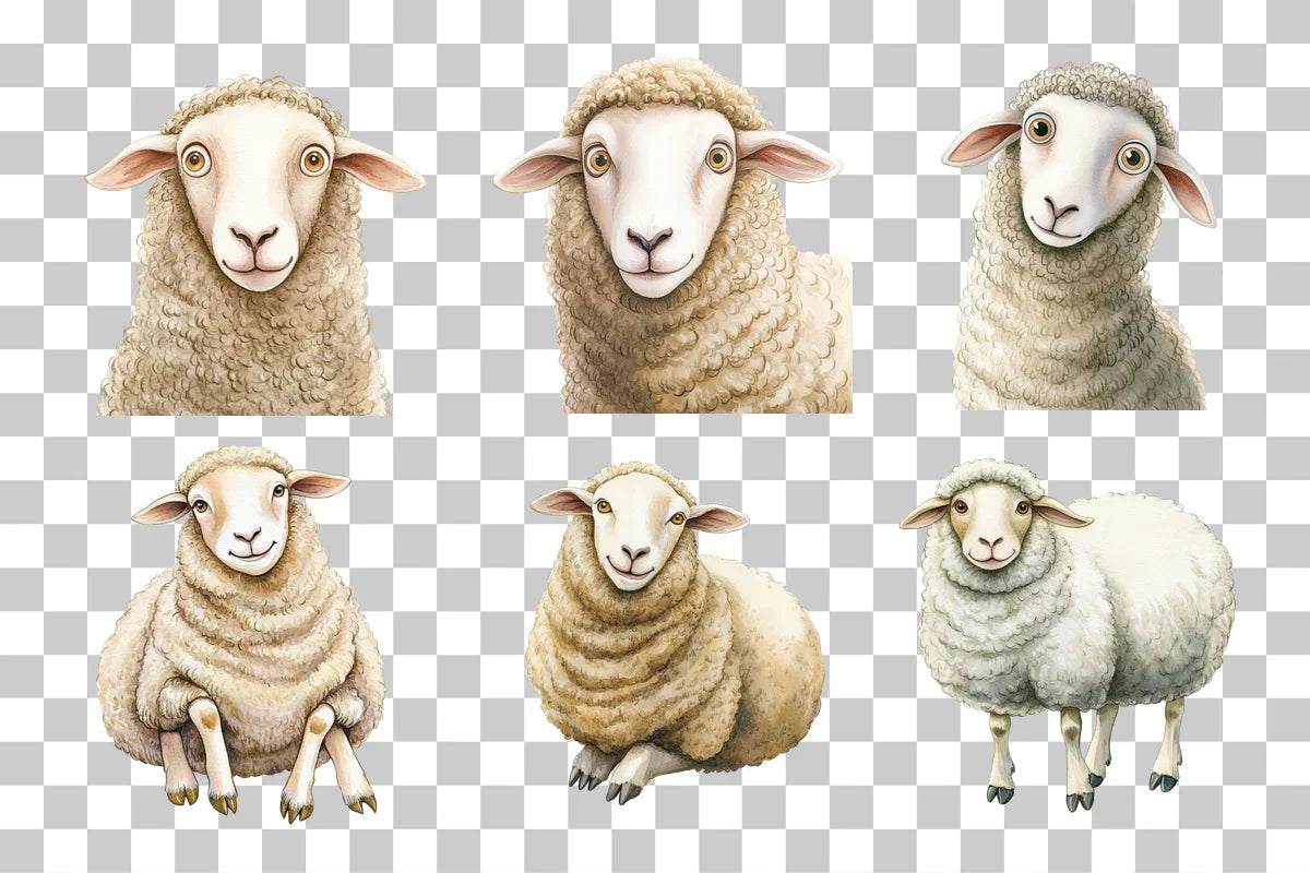 Funny Cartoon Sheep Clipart Bundle - CraftNest - Digital Crafting and Art