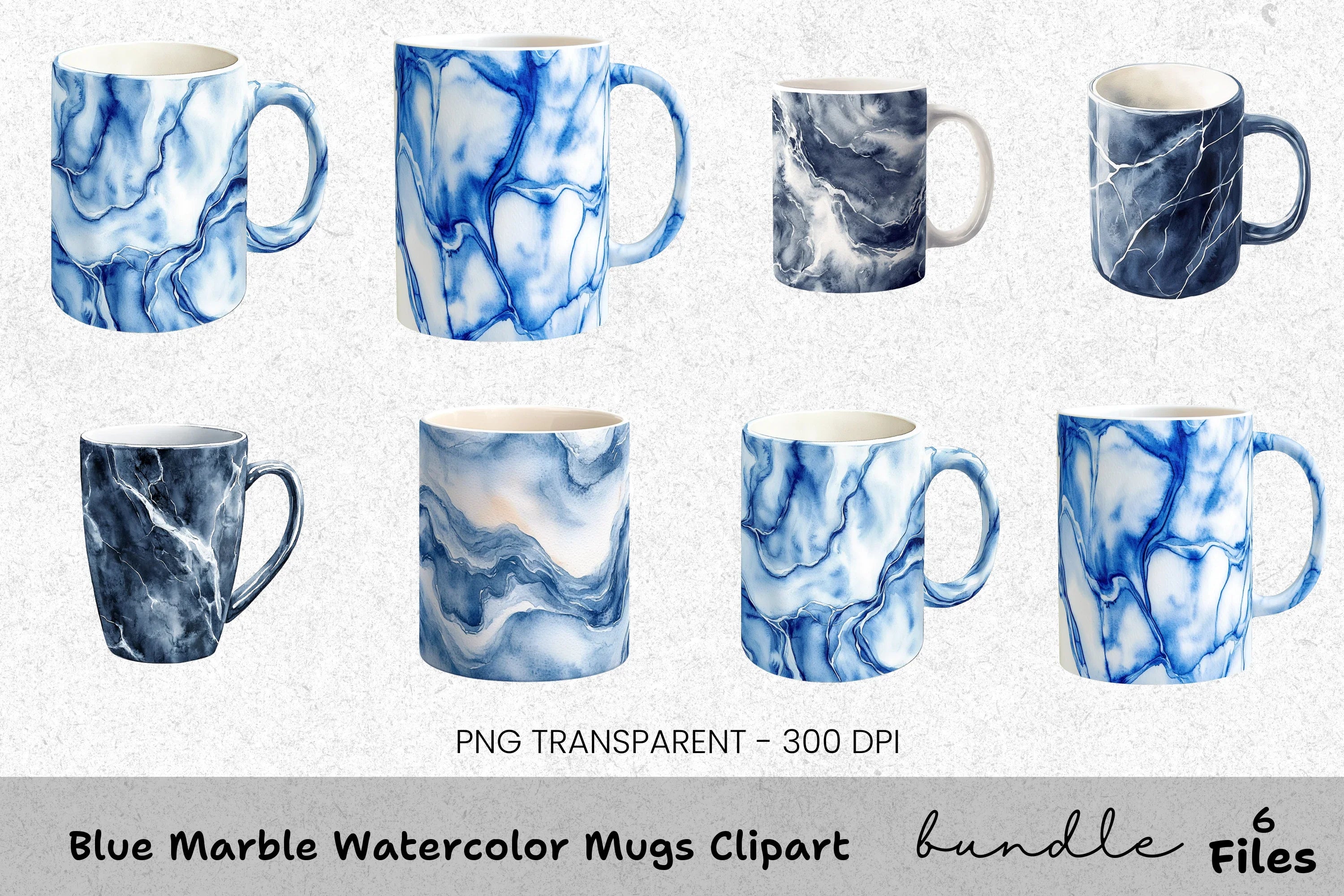 Blue Marble Mugs Clipart Bundle