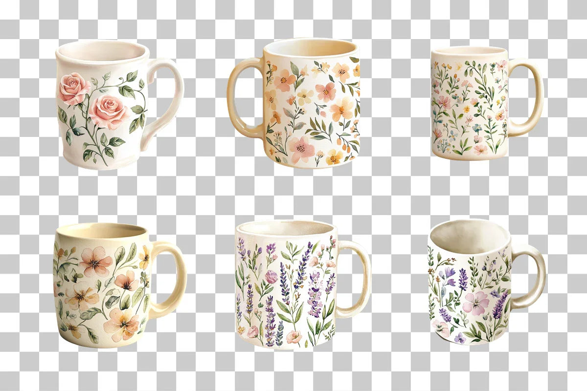 Floral Pattern Mug Wrap Bundle - CraftNest - Digital Crafting and Art