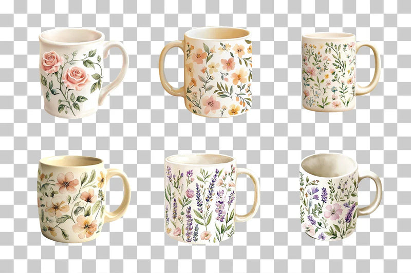Floral Pattern Mug Wrap Bundle - CraftNest - Digital Crafting and Art