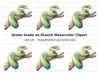 Green Snake on Branch Clipart Bundle