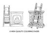 Autumn Fireplace with Blanket Ladder Coloring Books