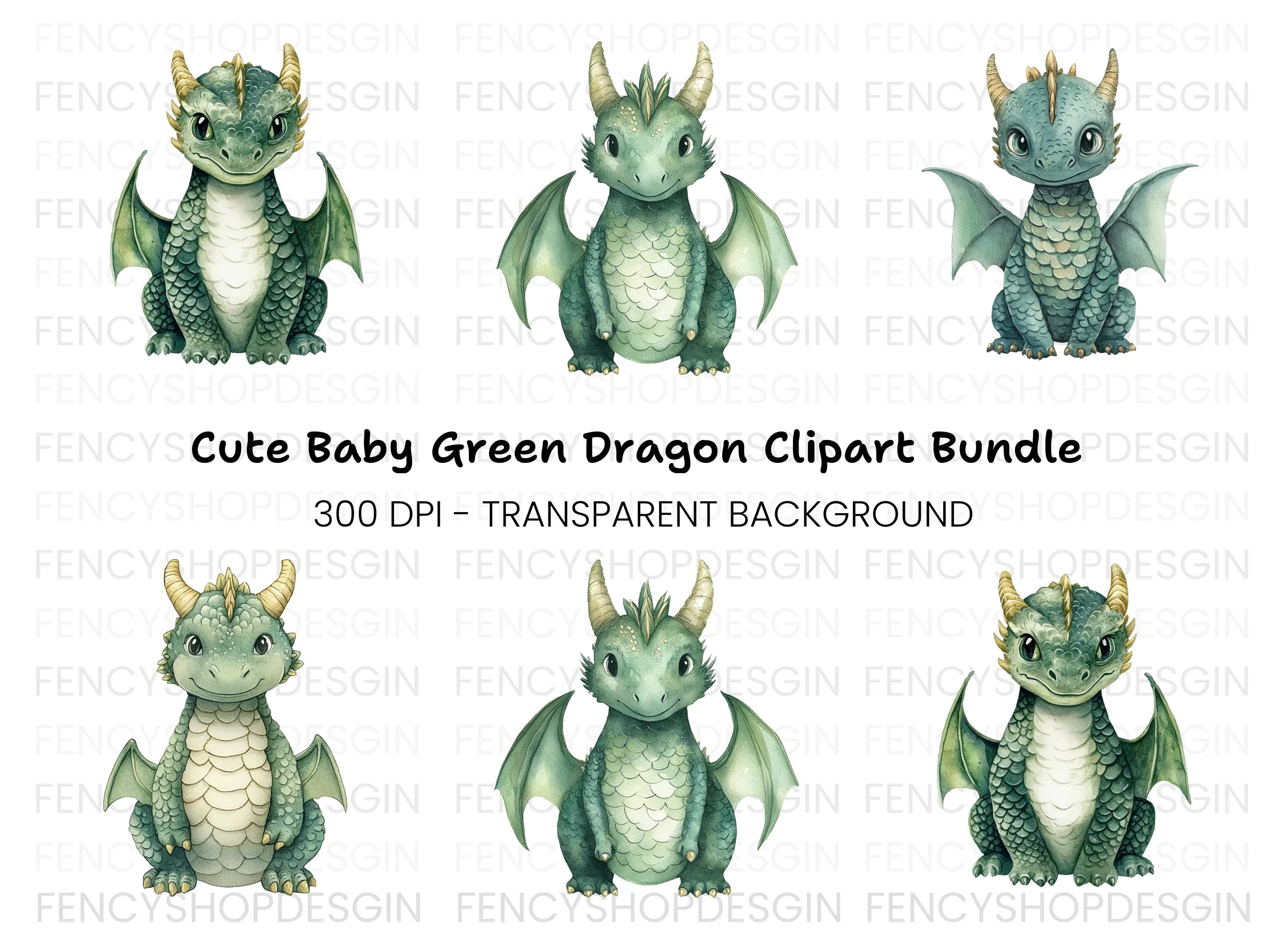 Cute Baby Dragon Clipart Bundle