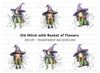 Sleeping Witches in Spiderwebs Clipart Bundle