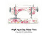 Vintage Floral Sewing Machine Clipart Bundle