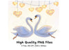 Elegant Swans with Heart String Lights Clipart Bundle