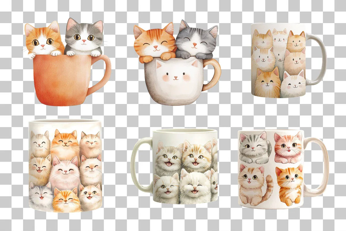 Cute Cats Mug Wrap Design Bundle - CraftNest - Digital Crafting and Art