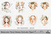 Floral Women Portraits Clipart Bundle