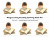 Cute Baby Girl Reading Magical Book Clipart Bundle