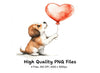 Cute Puppies with Heart Balloons Clipart Bundle