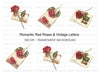 Romantic Red Roses Letters Clipart Bundle