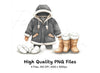 Winter Apparel and Boots Clipart Bundle