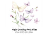 Lavender Butterfly Floral Clipart Bundle