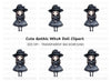 Cute Goth Girl in Black Dress Clipart Bundle