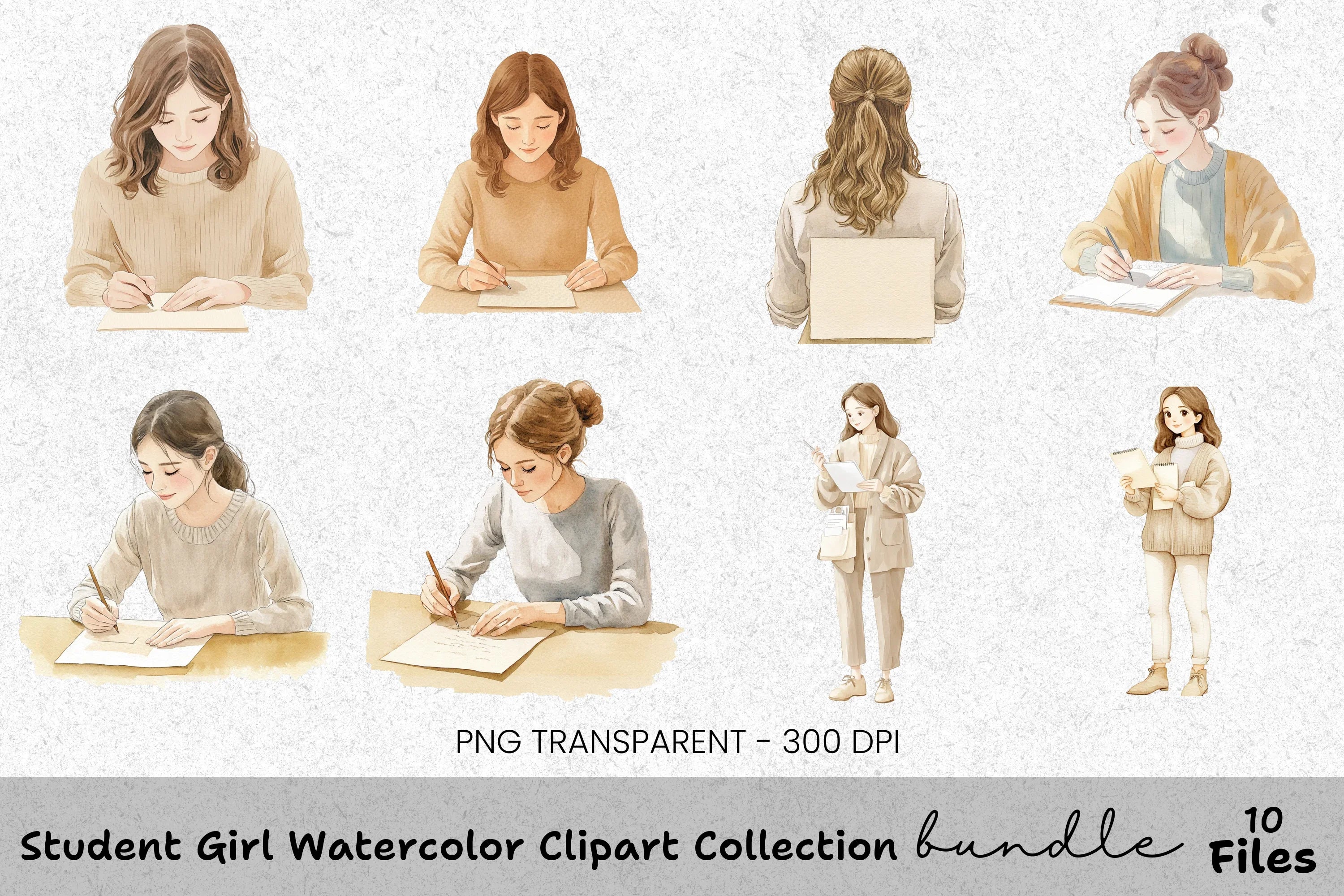 Student Girl Clipart Bundle