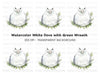 White Dove with Green Leaves Clipart Bundle