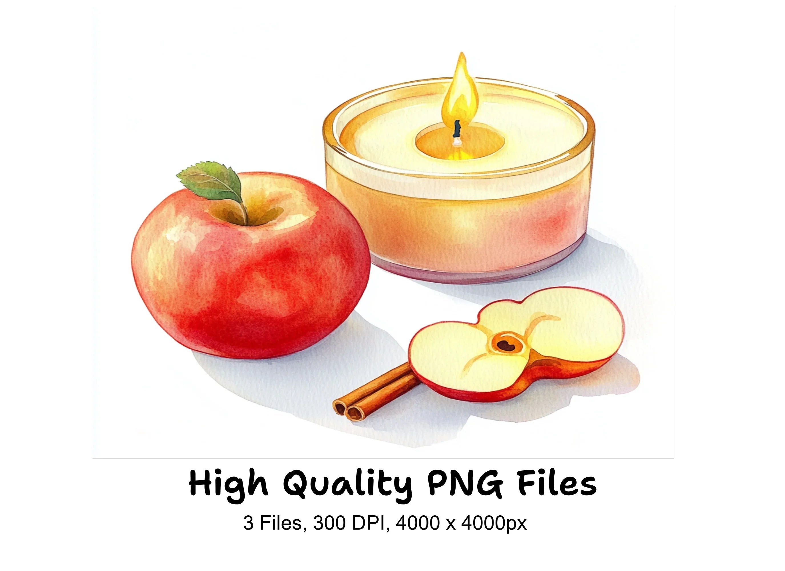 Apple Cinnamon Candle Clipart Bundle