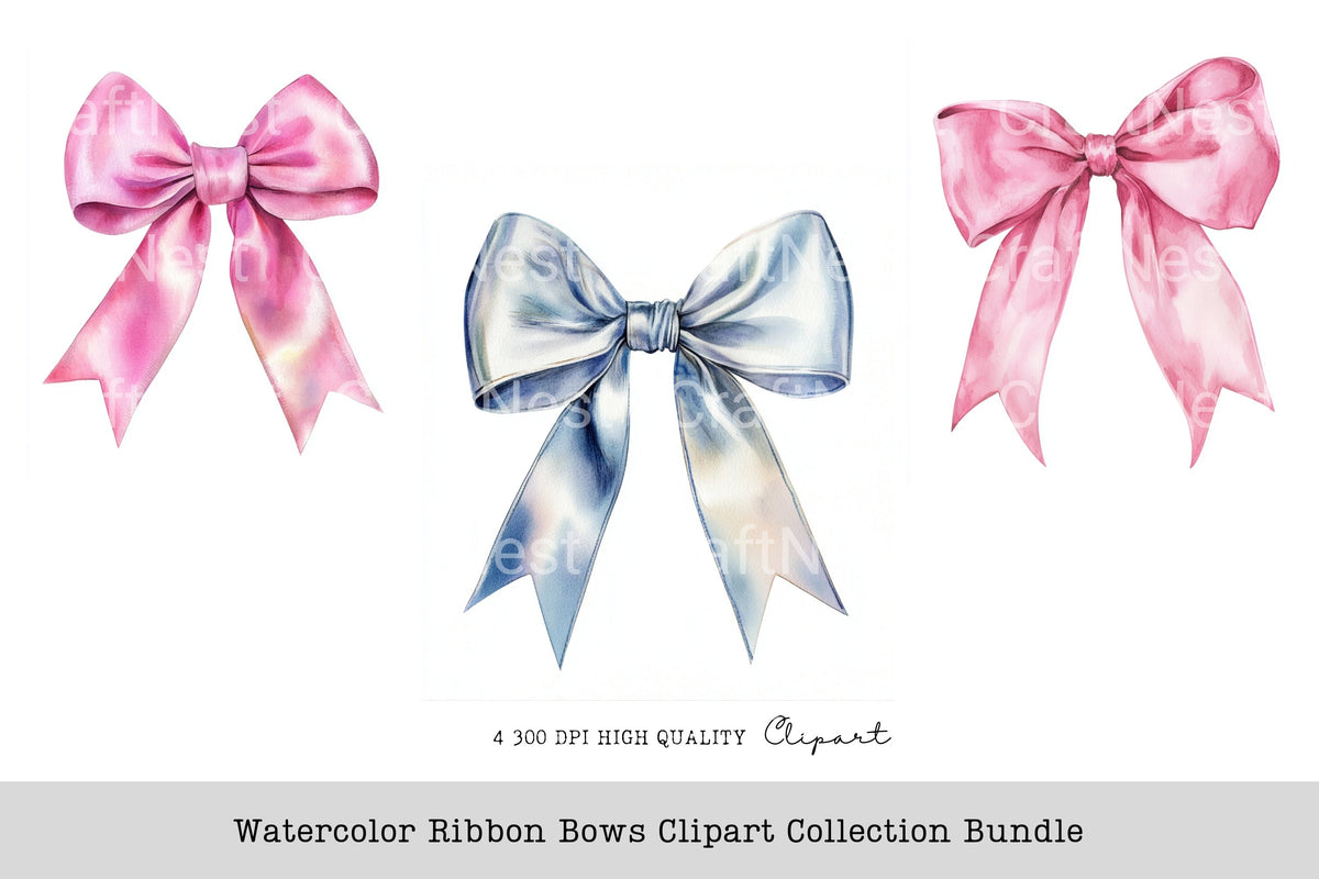 Ribbon Bows Clipart Bundle