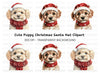 Christmas Puppies in Santa Hats Clipart Bundle