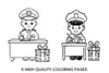 Police Officer with Gift Coloring Books