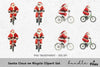 Santa Claus on Bicycle Clipart Bundle