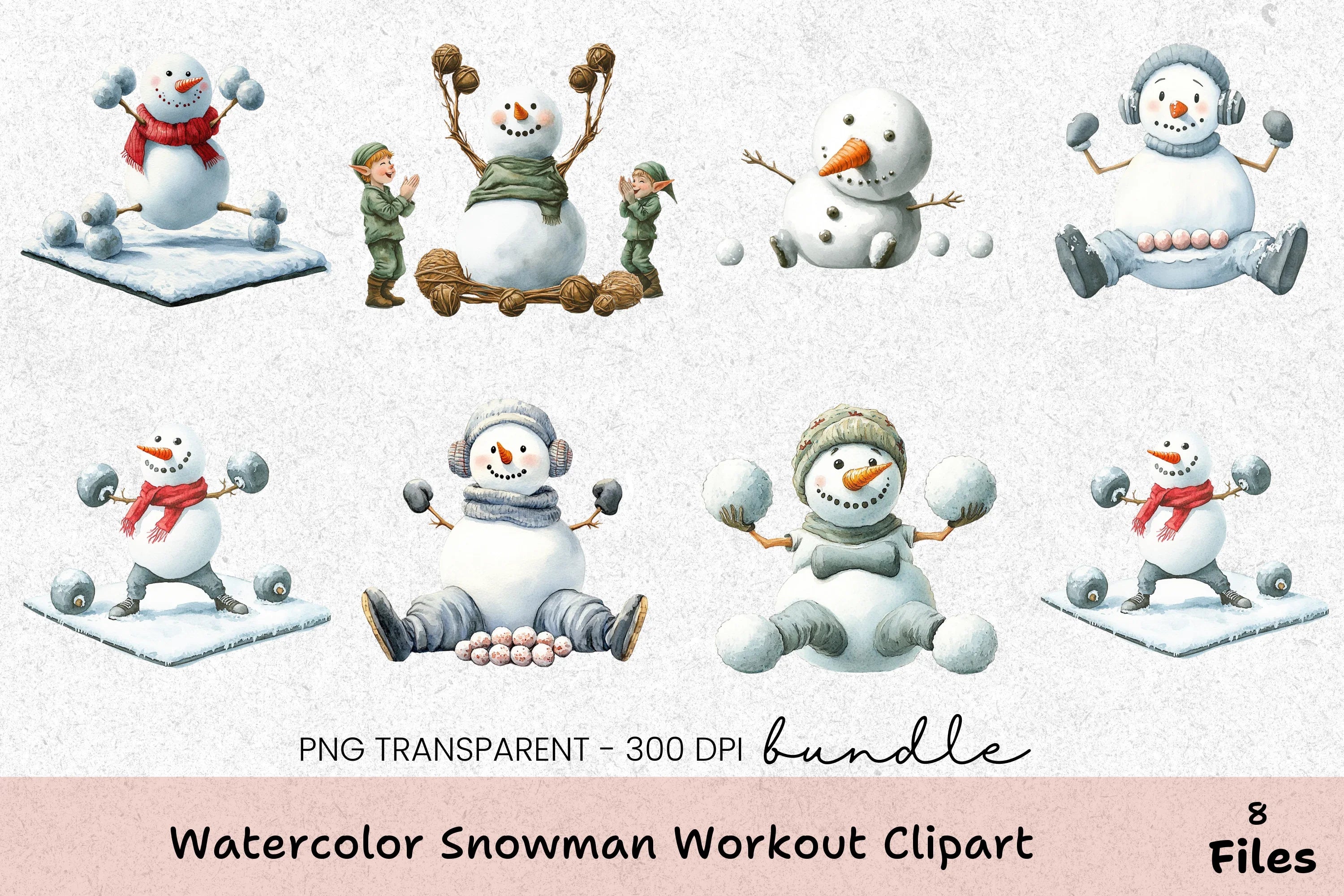 Snowman Workout Clipart Bundle - CraftNest - Digital Crafting and Art
