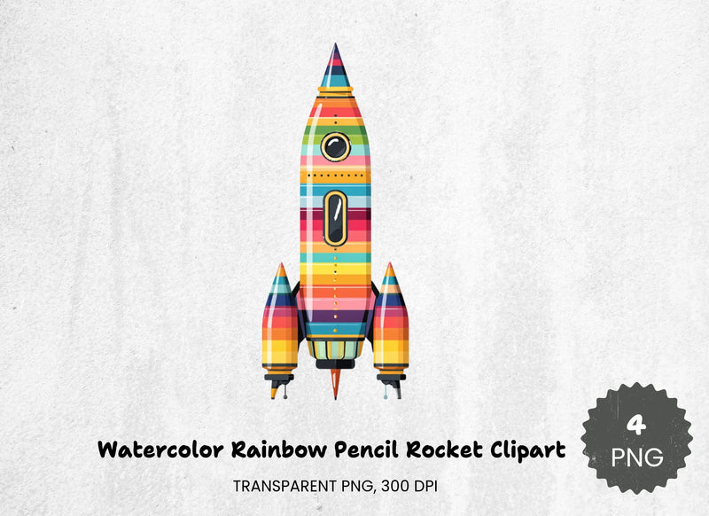 Rainbow Pencil Rocket Clipart Bundle - CraftNest - Digital Crafting and Art