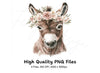 Cute Donkey Flower Crown Clipart Bundle
