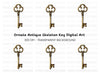 Ornate Golden Skeleton Key Clipart Bundle