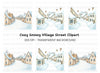 Snowy Village Street Clipart Bundle
