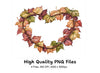 Autumn Maple Leaf Heart Wreath Clipart Bundle