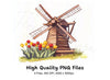 Windmills and Tulips Clipart Bundle