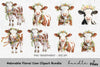 Adorable Floral Cow Clipart Bundle